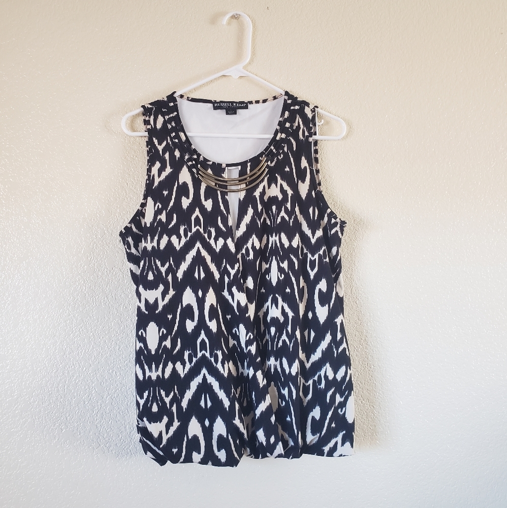 Vintage Russell Kemp Black and White Blouse in Large